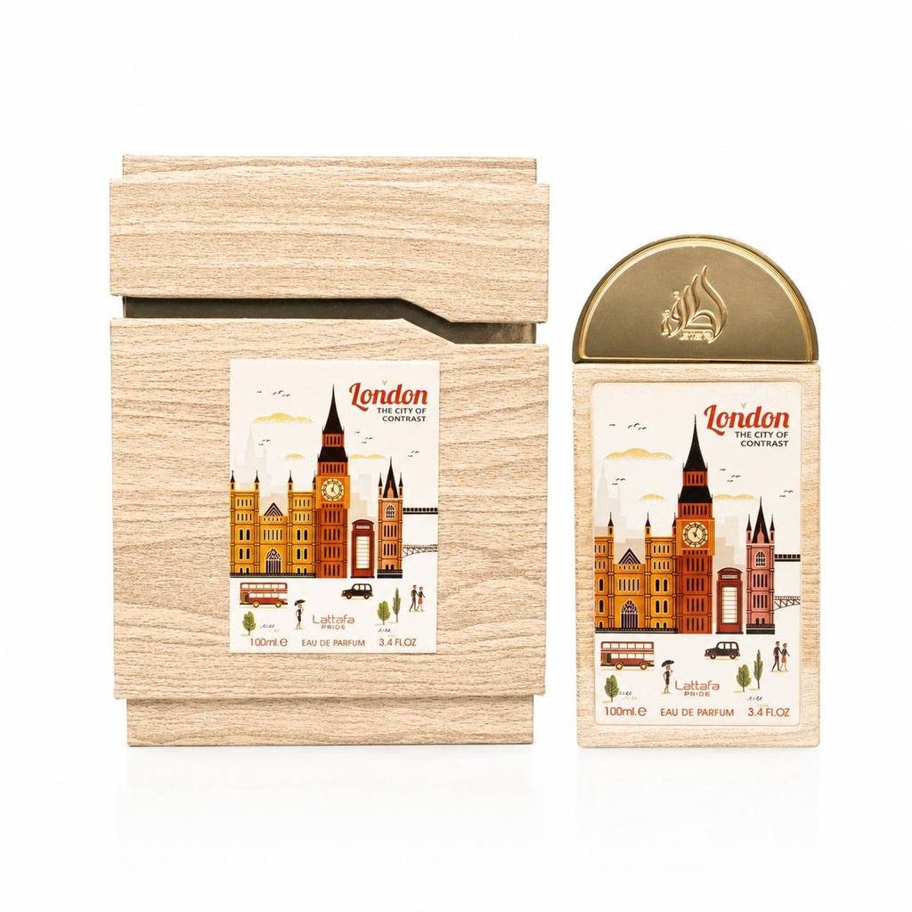 Lattafa Pride London The City of Contrast 100ml Liquid Unisex Eau De Parfum (EDP) - Citrus Blend (Lemon, Tangerine), Pink Pepper, Ginger, Neroli, Tuberose, Vanilla, Musk, Long-Lasting, Liquid Unisex Fragrance