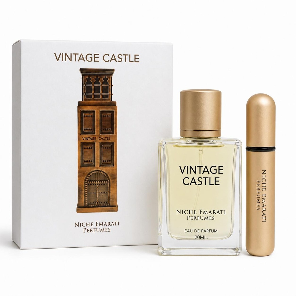 Lattafa Niche Emarati Vintage Castle Fragrance EDP - 20ML Adult Unisex Travel Size Liquid Perfume, Perfumes EDP with Green Notes, Patchouli, Iris, Mimosa, Marshmallow, Civet