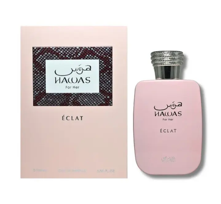 Rasasi Hawas Eclat Eau de Parfum for Women - Rose, Incense, Vanilla & Amber, 3.4 oz (100ml)