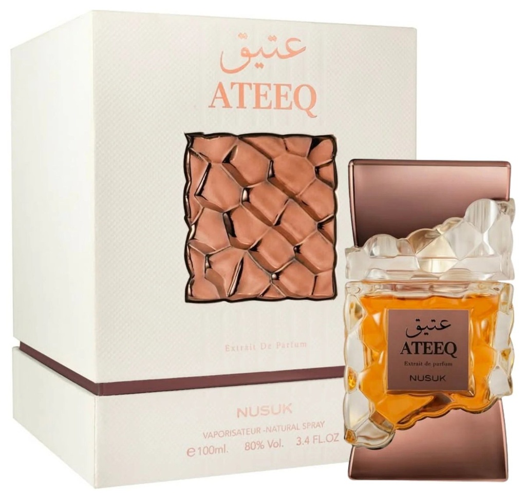 Men's Nusuk Ateeq Extrait De Parfum 100ml Bold Luxury Single Bottle Liquid Men's Fragrance - Evening Use, Cinnamon, Honey, Grapefruit, Tobacco, Lavender, Cedarwood, Tonka Bean, Musk - Citrus Spicy Warm Long-Lasting Spice & Wood Scent