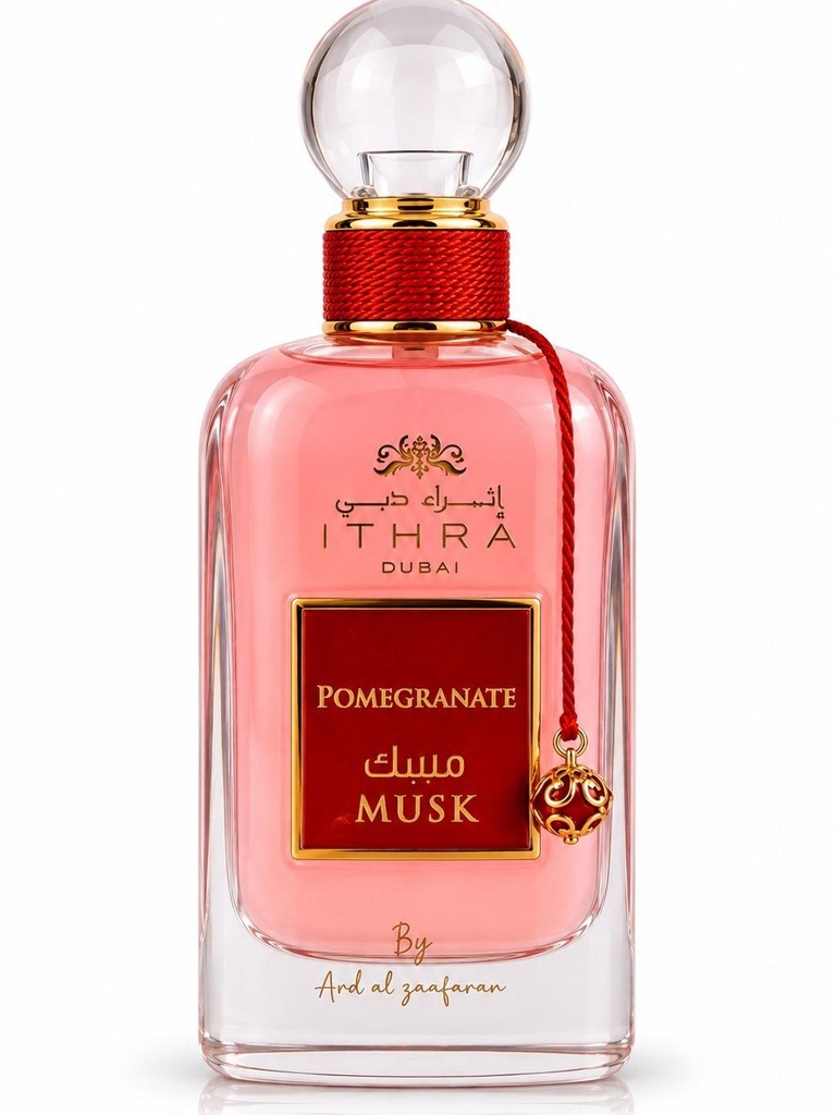 Ard Al Zaafaran Ithra Dubai Pomegranate Musk EDP, Unisex Wear Liquid Spraying Fragrance, Fruity Floral Musk Scent, 3.4 oz (100ml)