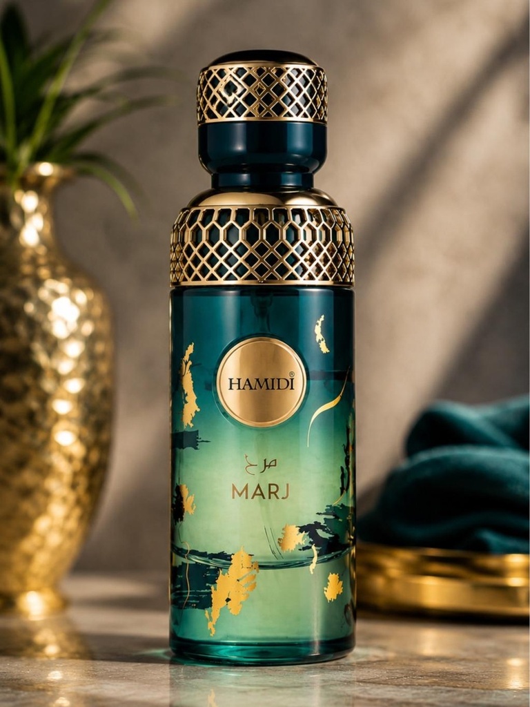 Hamidi Marj Unisex Eau de Parfum - Woody Incense Blend Scent with Raspberry, Patchouli, Sandalwood Base - 3.4 oz (100ml) for Unisex Wear