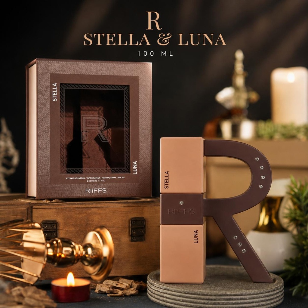 Riiffs R Stella & Luna Extrait de Parfum 2 x 50ml | Sweet Vanilla Coconut Gourmand Floral Perfume Set