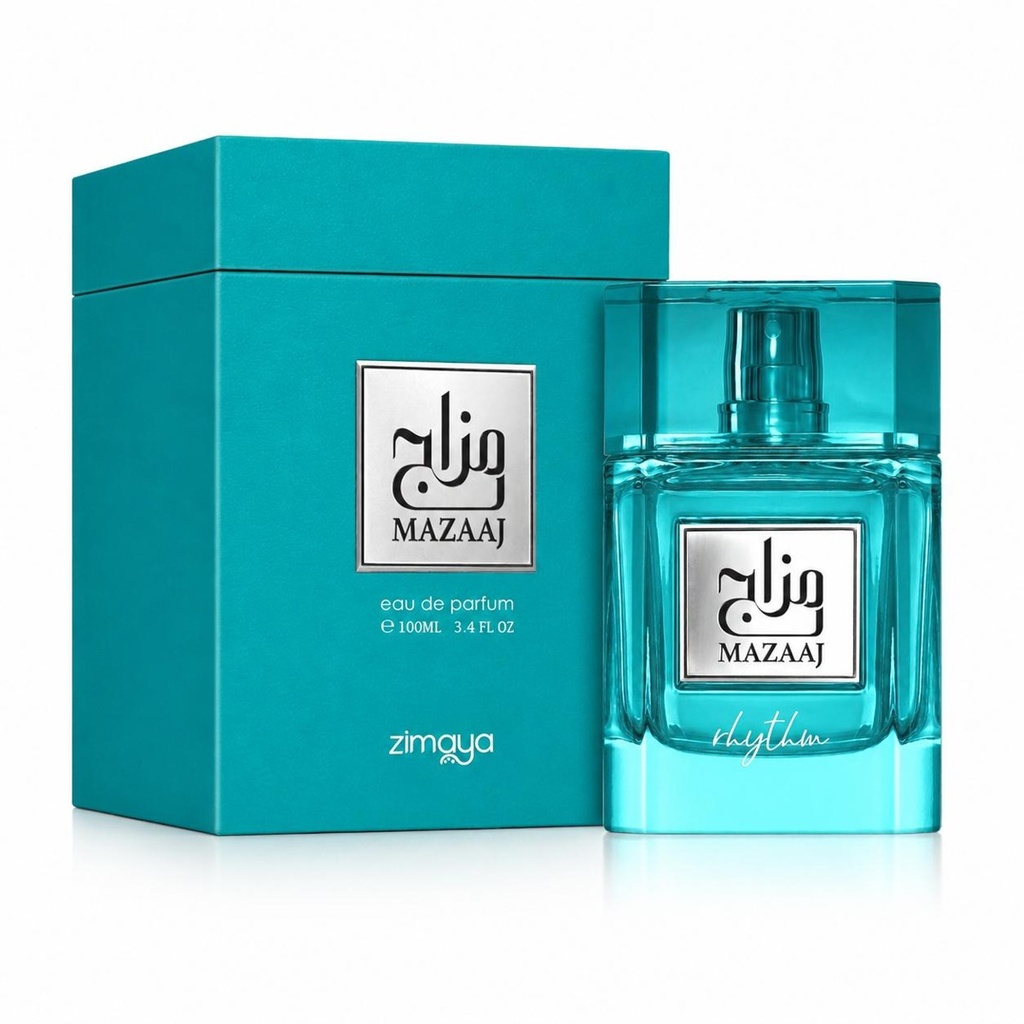 Zimaya Mazaaj Rhythm Eau De Parfum 100ML | Bergamot, Grapefruit, Green Apple, Ginger, Musk & Amber | Fresh Woody Citrus Long-Lasting Unisex Fragrance