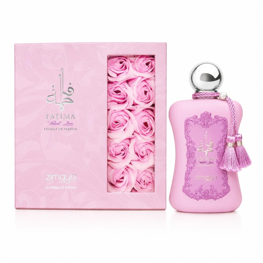 Zimaya Fatima Velvet Love Eau de Parfum - Liquid Women's Fragrance with Jasmine, Ylang-Ylang, Sandalwood, Caramel - 3.4 oz (100ml)