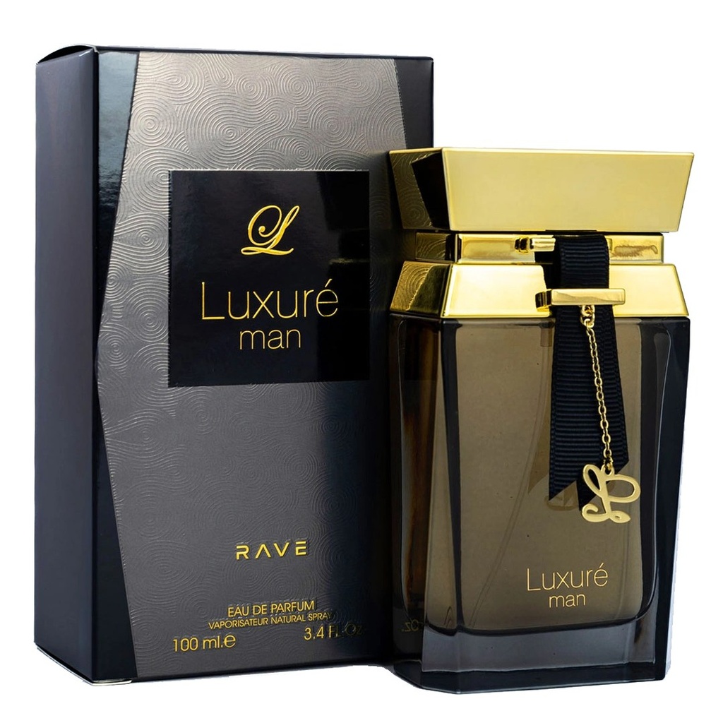 Lattafa Rave Luxure Man Alcohol-Free Eau de Parfum Spray - 3.4 oz (100ml) Liquid Men's Fragrance for Adult Skin Application