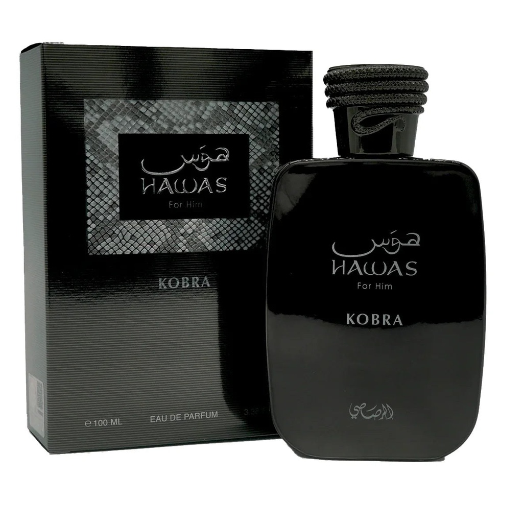 Rasasi Hawas Kobra Eau de Parfum Spray Men's Fragrance for Men - Citrus Spice, Ginger, Bergamot, Amber - 3.38 oz (100ml)
