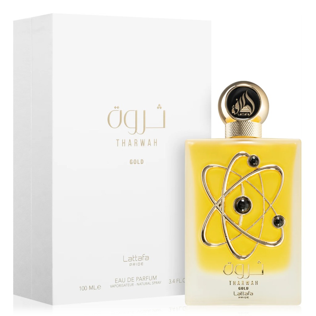 Lattafa Pride Tharwah Gold Alcohol-Free Liquid Unisex Fragrance Eau De Parfum 100ML - Youth Wear Sweet Floral Long-Lasting Scent with Lavender, Bergamot, Orange Blossom, Egyptian Jasmine, Vanilla, Amber, Vetiver