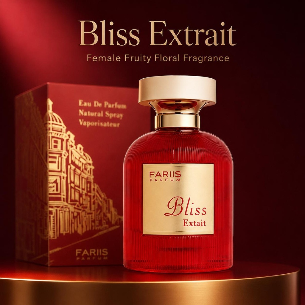 FARIIS Bliss Extrait Eau De Parfum 100ML - Bergamot Blend Long-Lasting Liquid Women's Fragrance with Saffron, Blackcurrant, Jasmine, Violet, Amber, Cashmeran & Musk for Daily Elegance