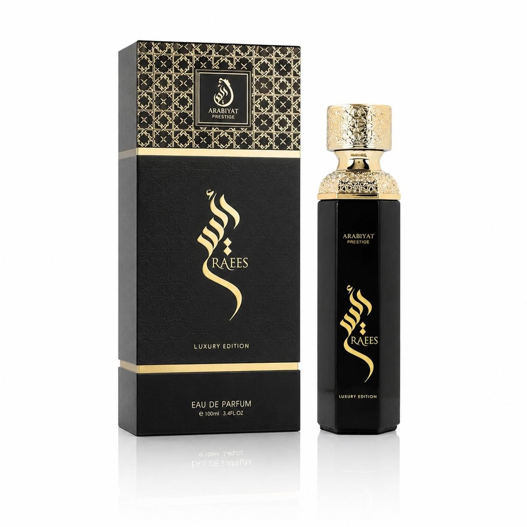 Arabiyat Prestige Raees Luxury Edition Eau De Parfum 180ML Men's Liquid Fragrance Spray - Citrus Blend, Lemon Musk, Cedar, Calone, Sage, Incense, Freesia, Patchouli, Amber, Long-Lasting, Liquid Men's Fragrance