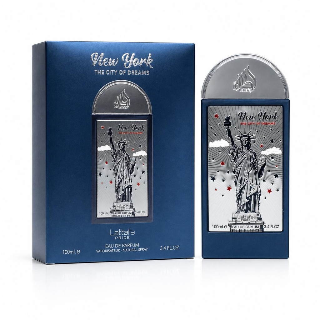 Lattafa Pride New York City of Dreams Eau de Parfum - Liquid Unisex Fragrance with Cherry, Black Pepper, Rose, Cedarwood - 3.4 oz (100ml)