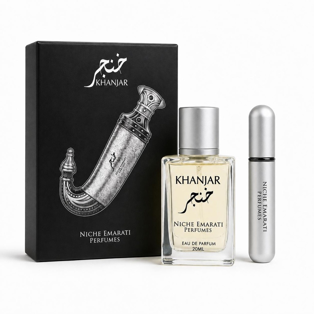 Lattafa Niche Emarati Khanjar Eau De Parfum 20ML - Liquid Unisex Travel Size Fragrance with Nutmeg, Ginger, Cashmeran, Patchouli, Vetiver, Incense, Musk, Leather, Liquid Unisex Fragrance