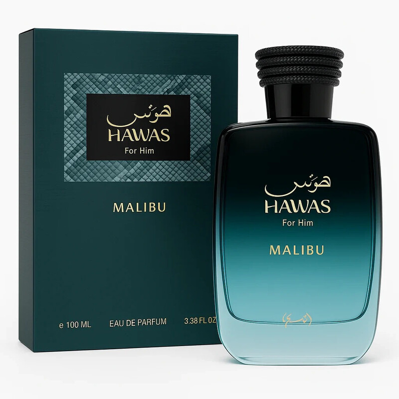 Rasasi Hawas Malibu Eau de Parfum for Men - Pineapple, Orange & Patchouli - 3.38 oz (100ml)
