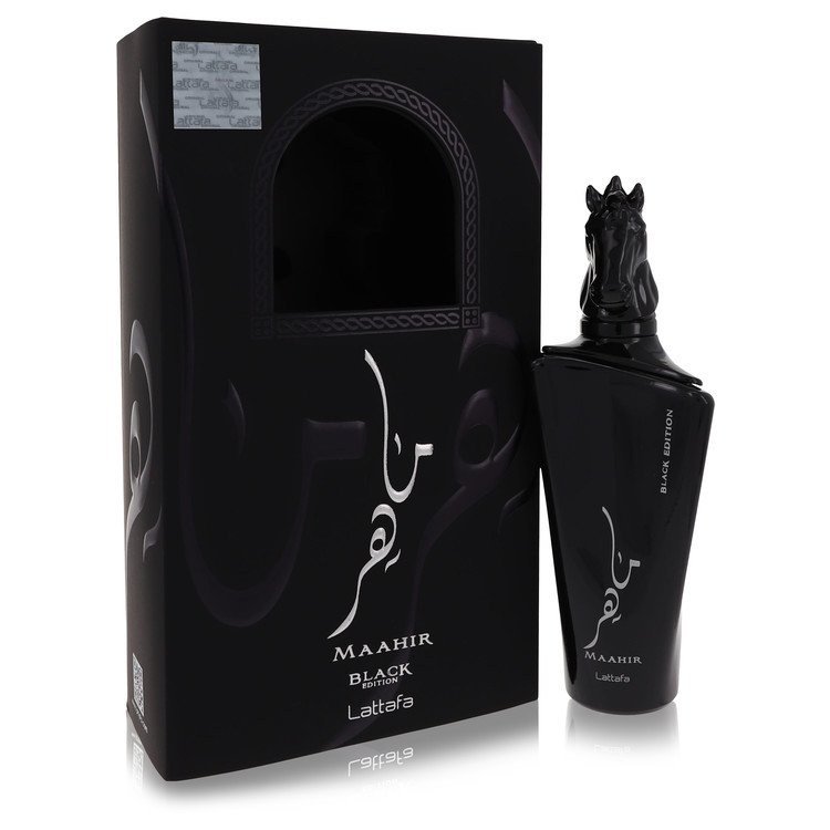 Lattafa Maahir Black Edition Eau de Parfum Unisex Amber Spicy Fragrance - Saffron, Leather & Cedar - 3.4 oz (100ml)
