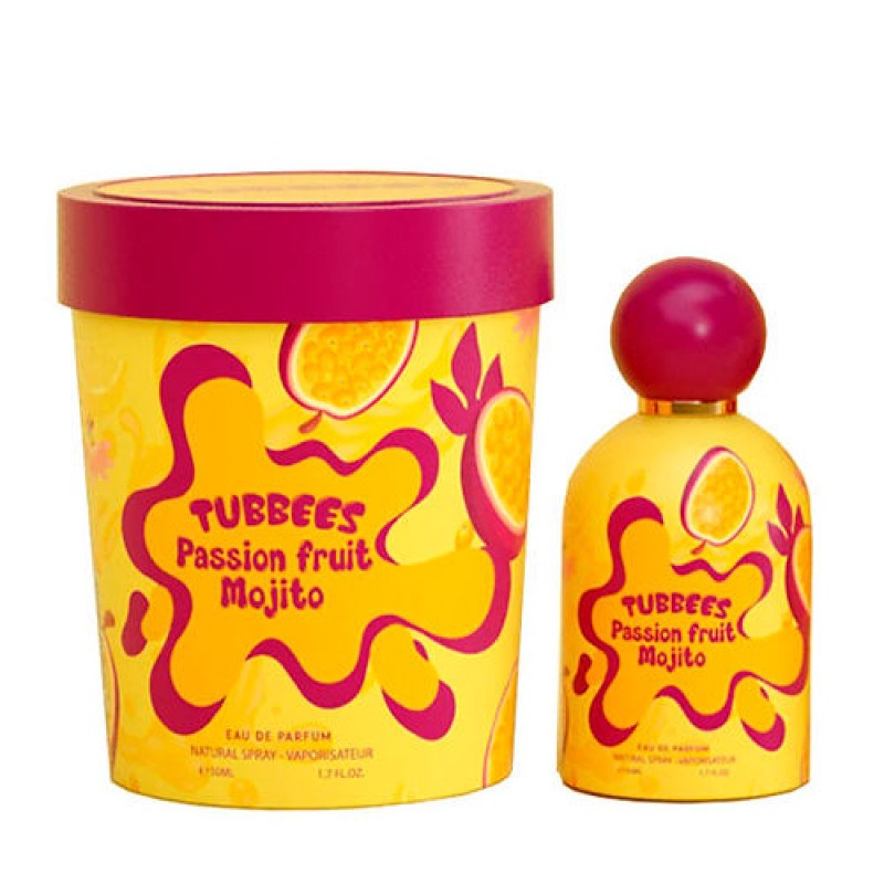 Tubbees in a Tub Passion Fruit Mojito Eau De Parfum Unisex Passion Fruit, Orange Blossom & Jasmine, 1.7 oz (50ml)