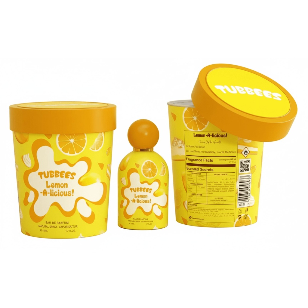 Tubbees in a Tub Lemonalicious Eau De Parfum Unisex Fragrance - Citrus Gourmand with Lemon, Mandarin & Vanilla - 1.7 oz (50ml)