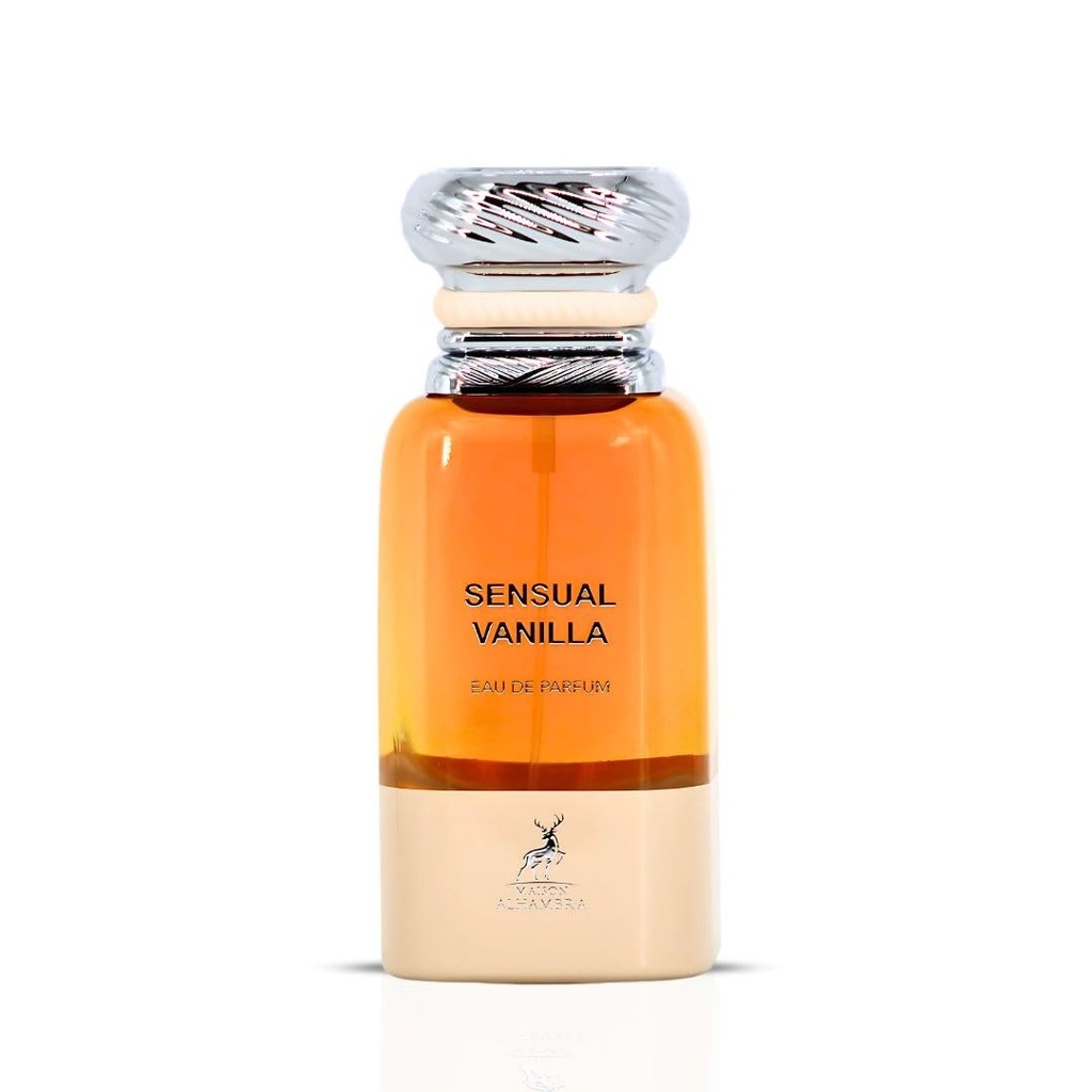 Maison Alhambra Sensual Vanilla Eau de Parfum (EDP) Spray, Unisex Wear Vanilla Blend Sweet Gourmand Liquid Fragrance with Sandalwood, 2.7 oz (80ml)