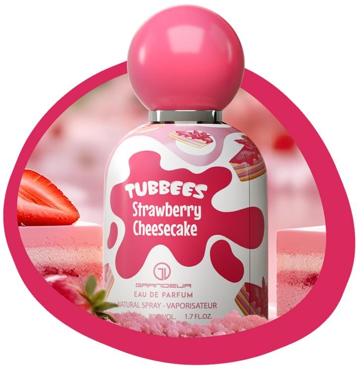 Grandeur Tubbees Strawberry Cheesecake Eau De Parfum 50ML - Sweet Creamy Long-Lasting Gourmand Liquid Fragrance with Strawberry, Cheesecake, Vanilla for Men/Women (Unisex Scent), Gourmand Strawberry Unisex Fragrance