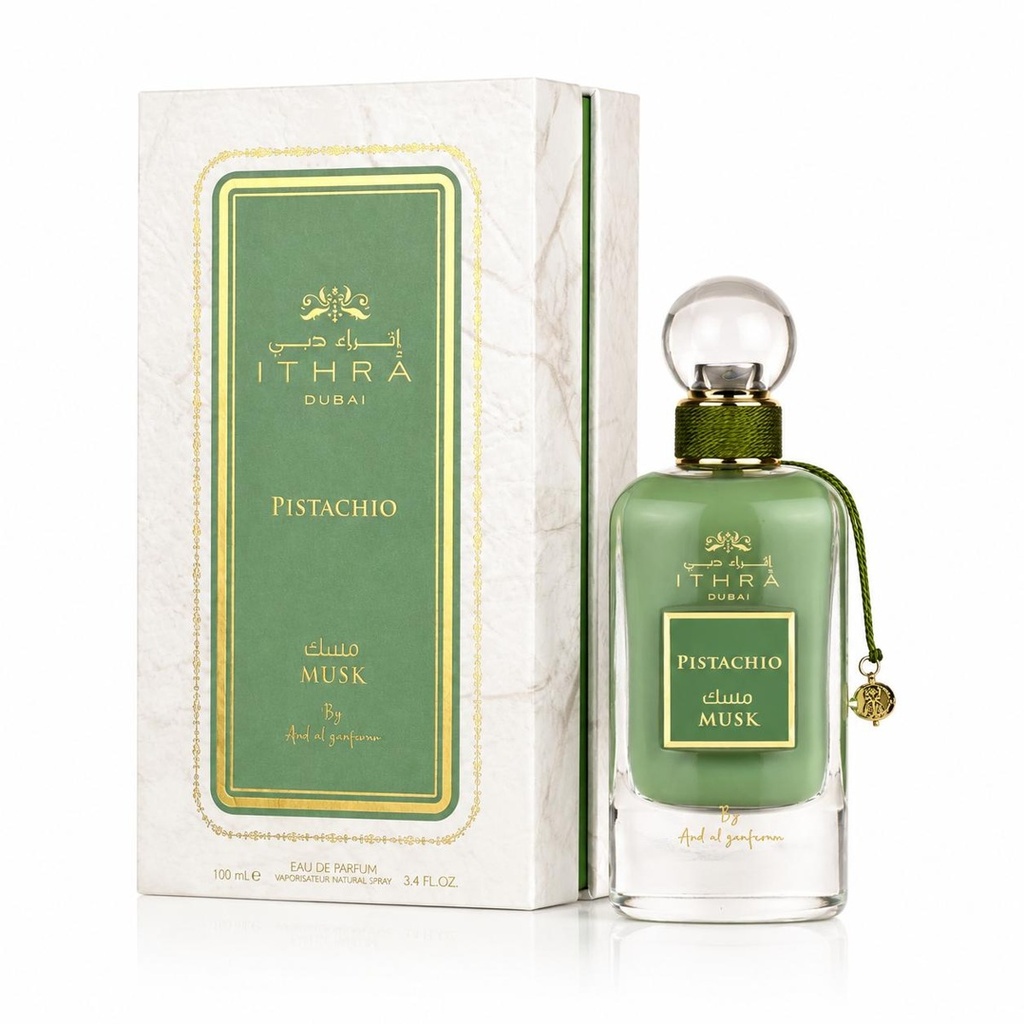 Ard Al Zaafaran Ithra Dubai Pistachio Musk Eau de Parfum - Liquid Unisex Fragrance, Unisex Beauty - Notes of Cardamom, Vanilla, Cedarwood - 3.4 oz (100ml)