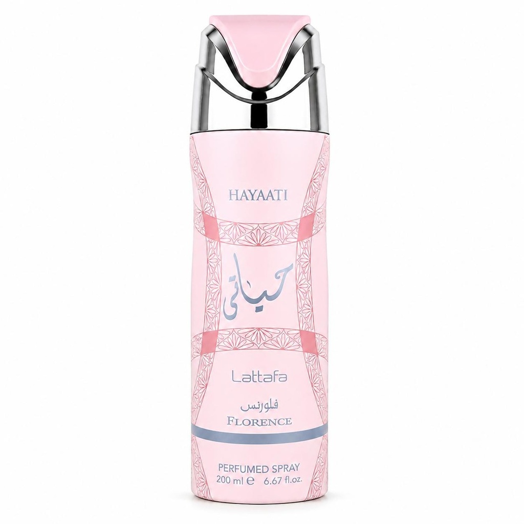 Lattafa Hayaati Florence Alcohol-Free EDP Perfumed Spray 200ML - Women's Fragrance with Lychee Blend, Grapefruit, Red Currant, Rose, Peach, Vanilla, Praline, Amber