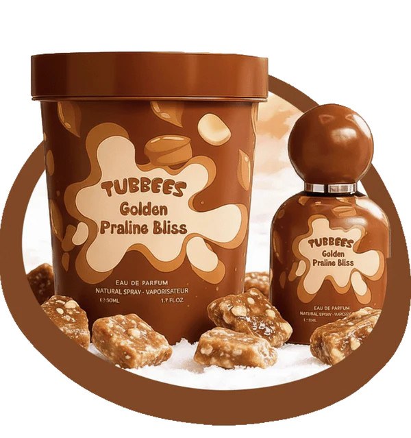 Tubbees in a Tub Golden Praline Bliss Eau De Parfum Unisex Fragrance - Gourmand with Hazelnut, Caramel & Praline - 1.7 oz (50ml)