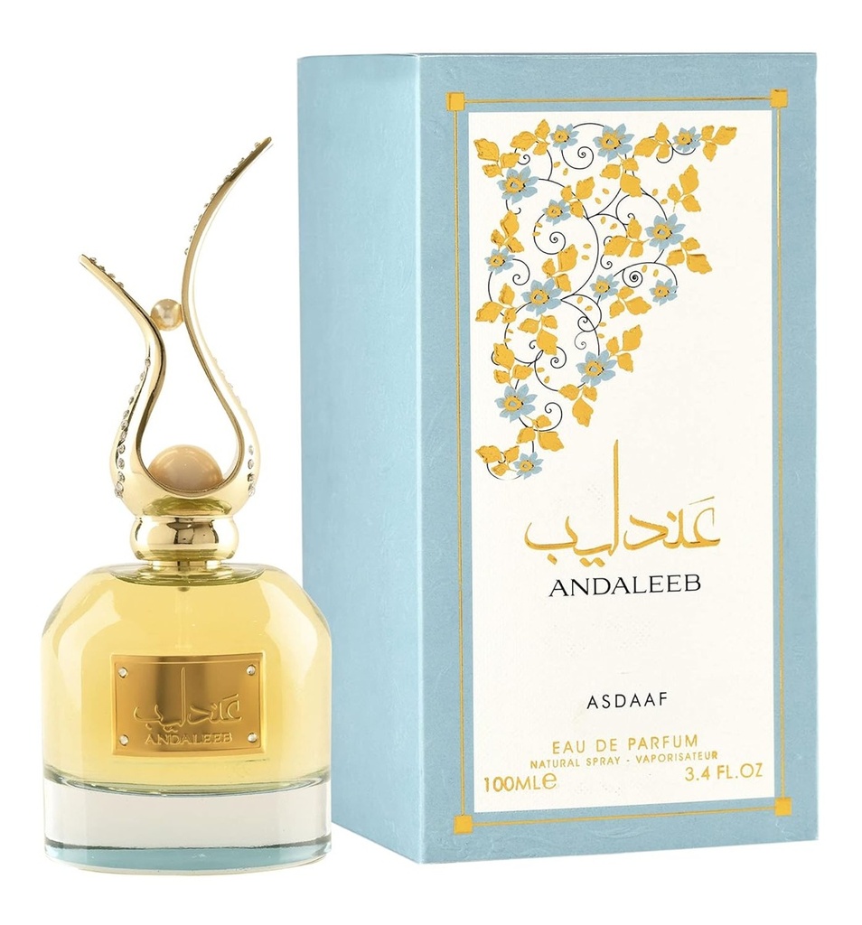 Lattafa Asdaaf Andaleeb Unisex Eau de Parfum (EDP) - Arabian Ethnic Floral Fragrance, Elegant Citrus Jasmine Musk Scent, Alcohol Water Base, 3.4 oz (100ml) Edp Fragranced Perfume