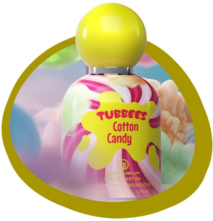 Grandeur Tubbees Cotton Candy Eau De Parfum 50ML - Unisex Gourmand Caramel Fragrance with Cotton Candy & Coconut Milk, Sweet Creamy Long-Lasting Scent for Men and Women, Gourmand Caramel Unisex Fragrance