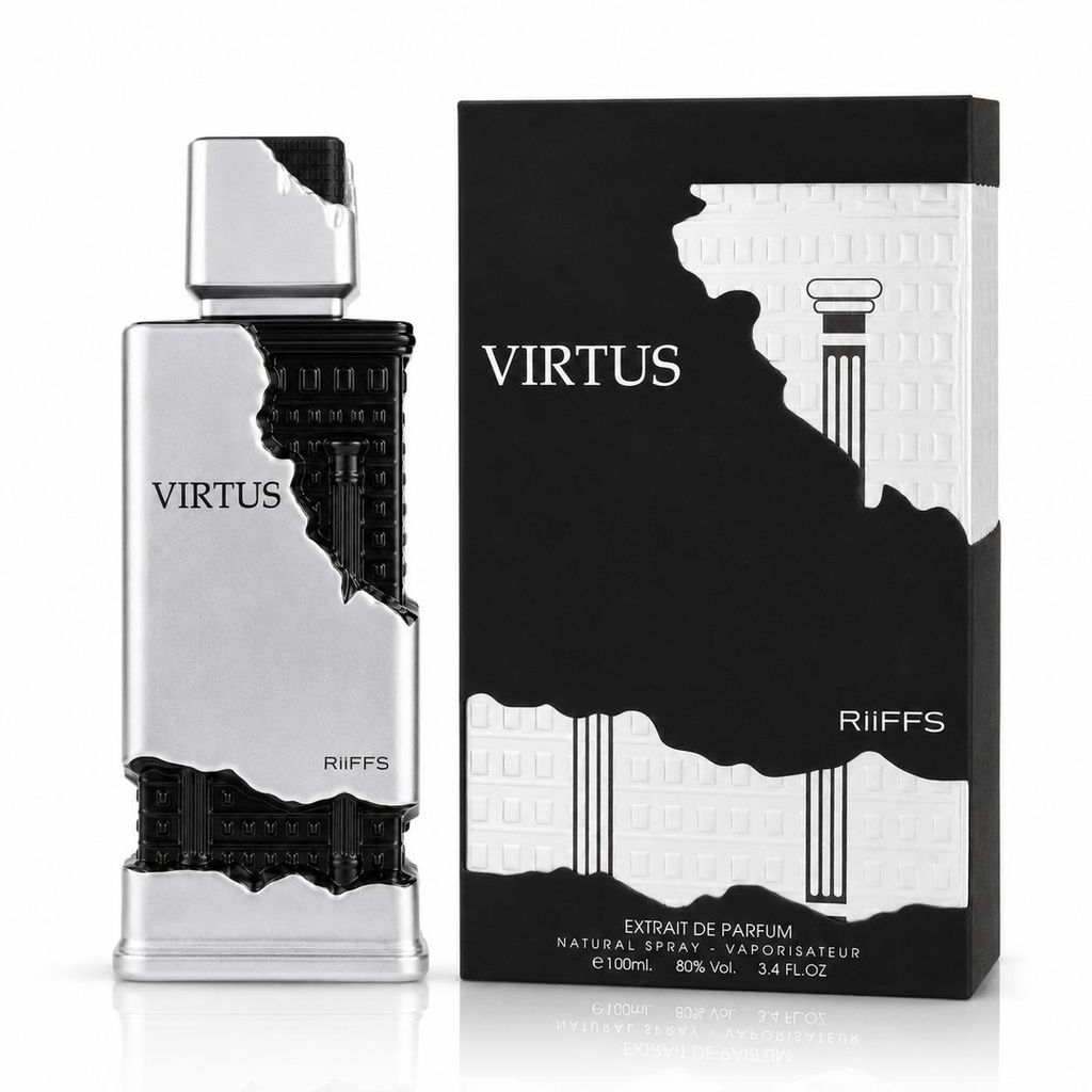 RiiFFS Virtus Unisex Eau De Parfum (EDP) 100ML - Aromatic, Portable, Liquid Spraying Perfume Bottle Fragrance with Daily Elegance, Long-Lasting Scent, Cardamom, Bergamot, Ginger, Lily of the Valley, Orange Blossom, Neroli, Ambroxan Base, Musk, Aromatic Un